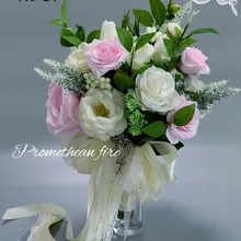 Искусственный Букет невесты Шелковая Роза Бохо Букет Свадебные цветы Романтический белый Румяна Розовый SPH048