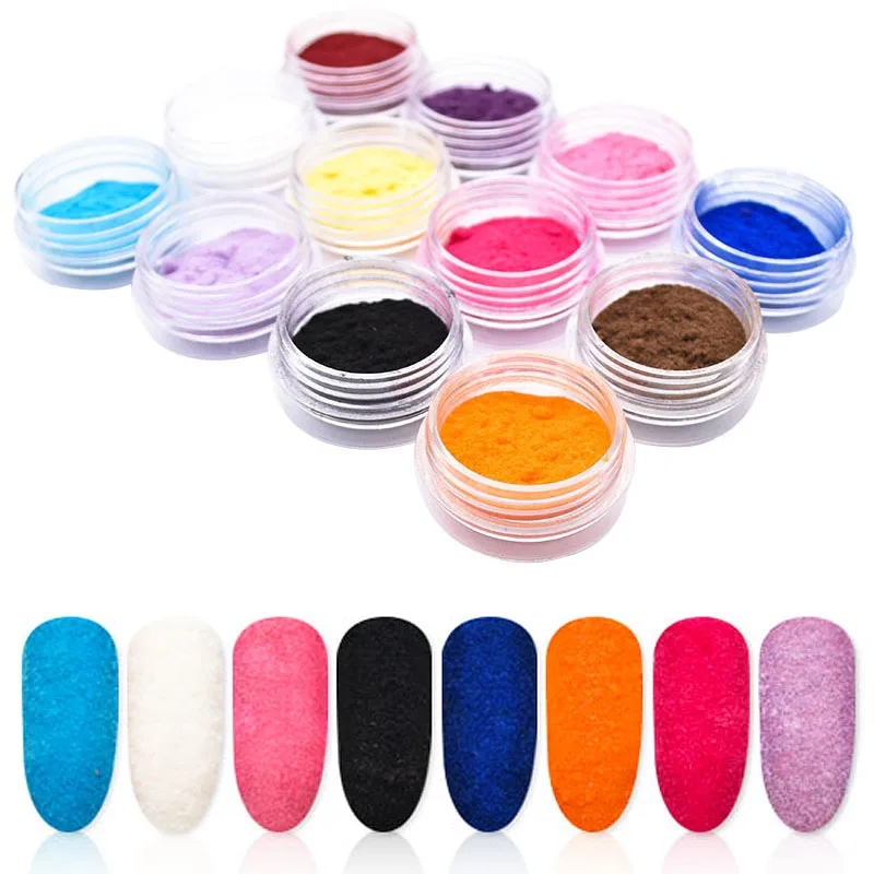 

12 Color/Set Velvet Nail Glitter Powder Pigment Flocking Velvet Powder For Nails DIY Nail Art Decorations Tips SF3085