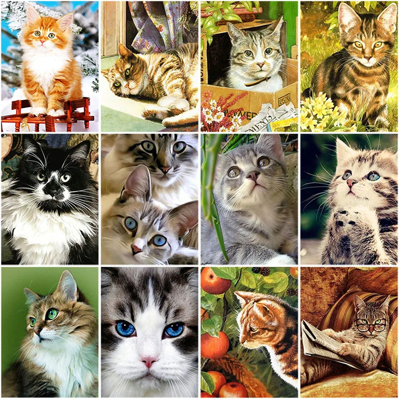Алмазная 5D картина сделай сам вышивка крестиком с изображением кота животного