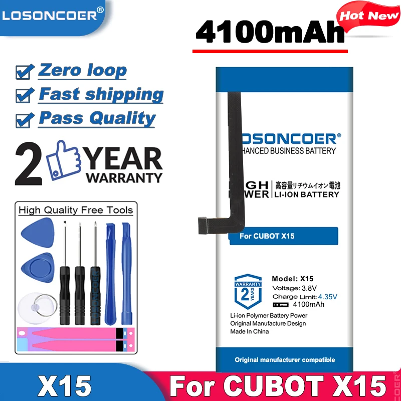 LOSONCOER 4100mAh X15 Высококачественная батарея для телефона CUBOT аккумуляторная +