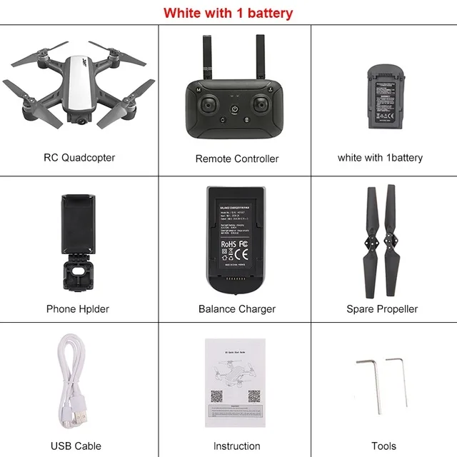 White 1 Battery JJRC X9 Heron Wi-Fi FPV с камерой HD 1080P gps бесщеточный карданный оптический поток позиционирования высота удержания RC Квадрокоптер Дрон - Цвет: White 1 Battery