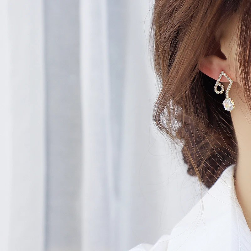 Ins Hot Sale Super Shine Pave Zircon Note Earring for Women AAA Cubic Zirconia Trendy Dazzling Stud Earrings Wedding Jewelry - Image 6