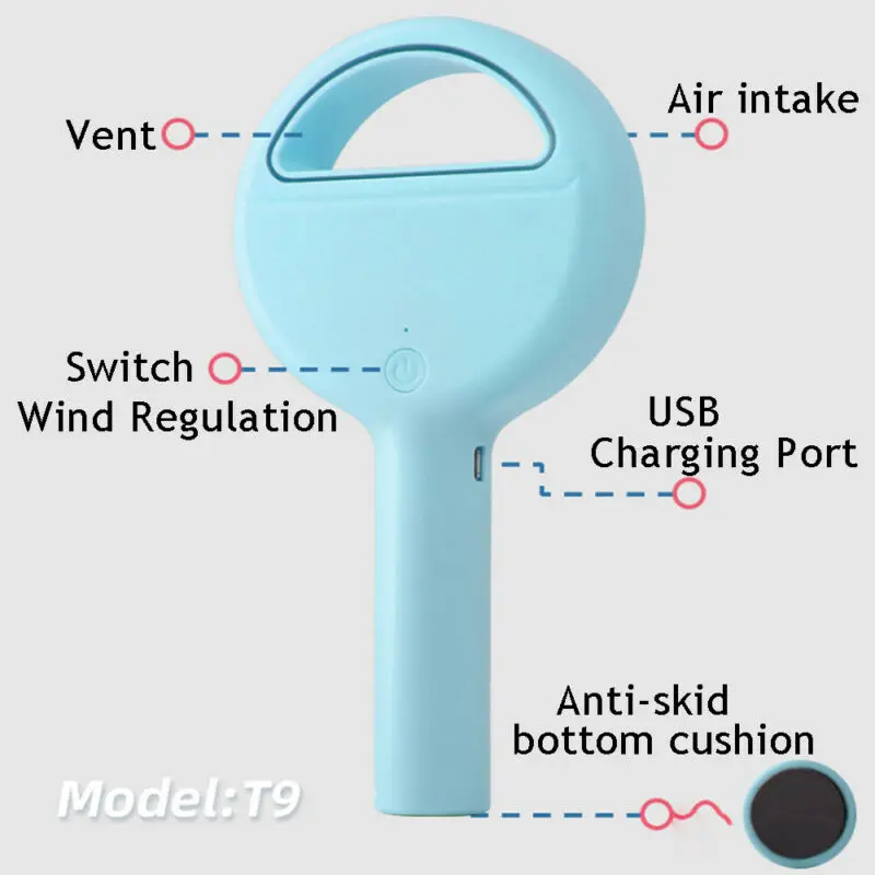 360 ° бесшумный портативный ручной кулер мини USB кабель без листьев Удобный вентилятор безопасный Мягкий Летний уличный маленький вентилятор