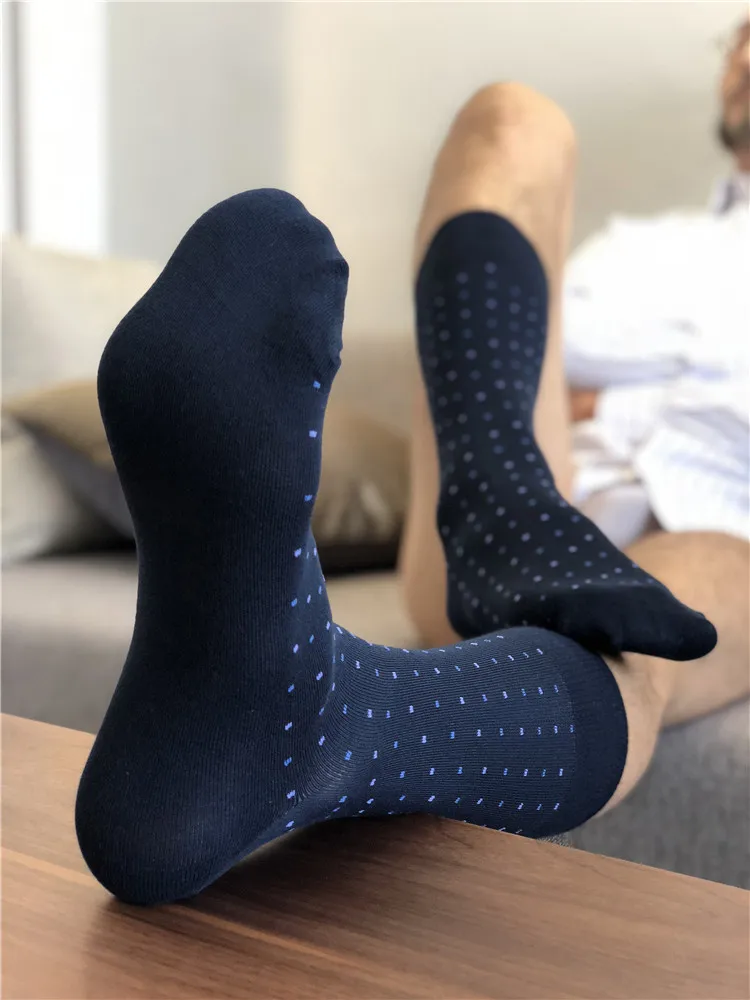 Men's Socks Male Formal Dress Black Socks Men's Business Socks Sexy Men's Dress Socks Breathable Wave Point Men's Cotton Socks