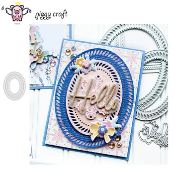 

Piggy Craft metal cutting dies cut die mold Hole oval ring frame Scrapbook paper craft knife mould blade punch stencils dies