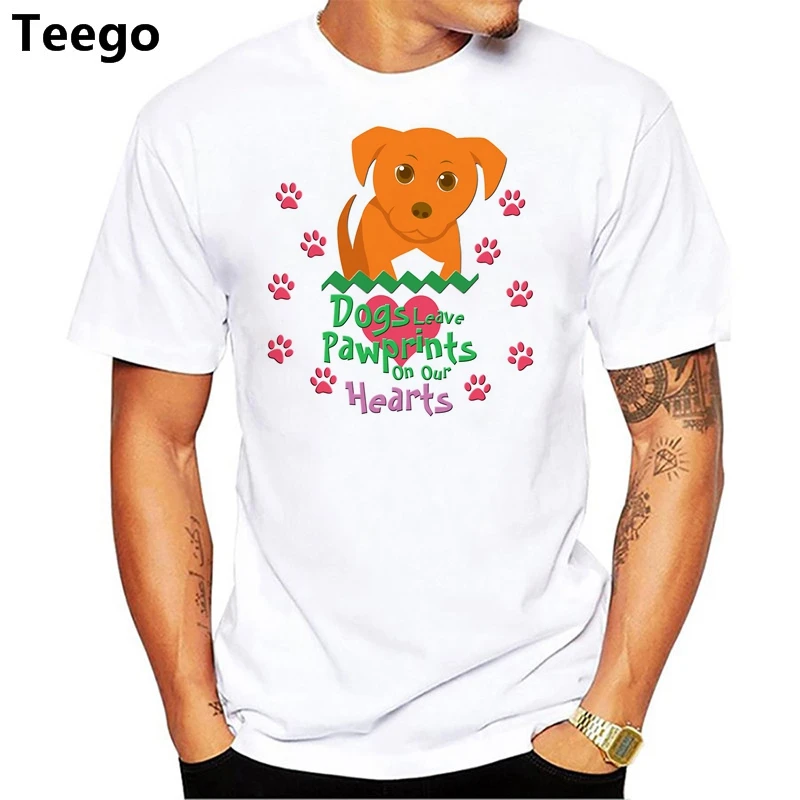 Летняя модная футболка с принтом Собачья лапа Мужская круглым вырезом хлопковая