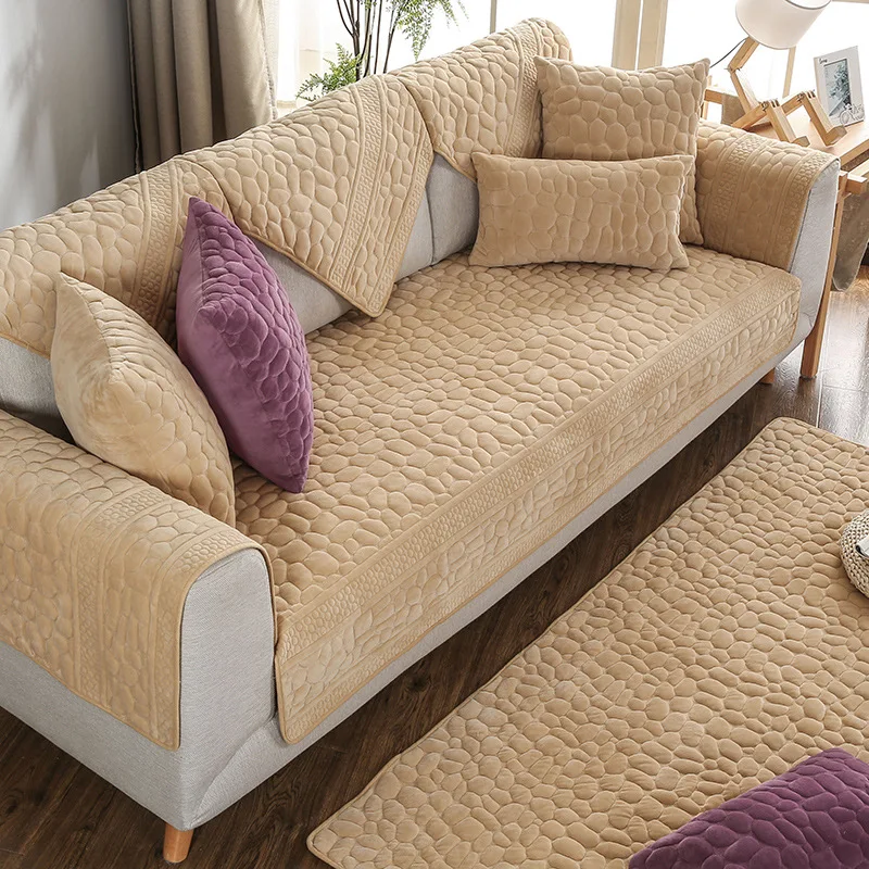 Чехлы для гостиной, дивана, набивные Короткие Плюшевые каменные зерна, полотенце, Нескользящие, высокое качество, теплая подушка для дивана