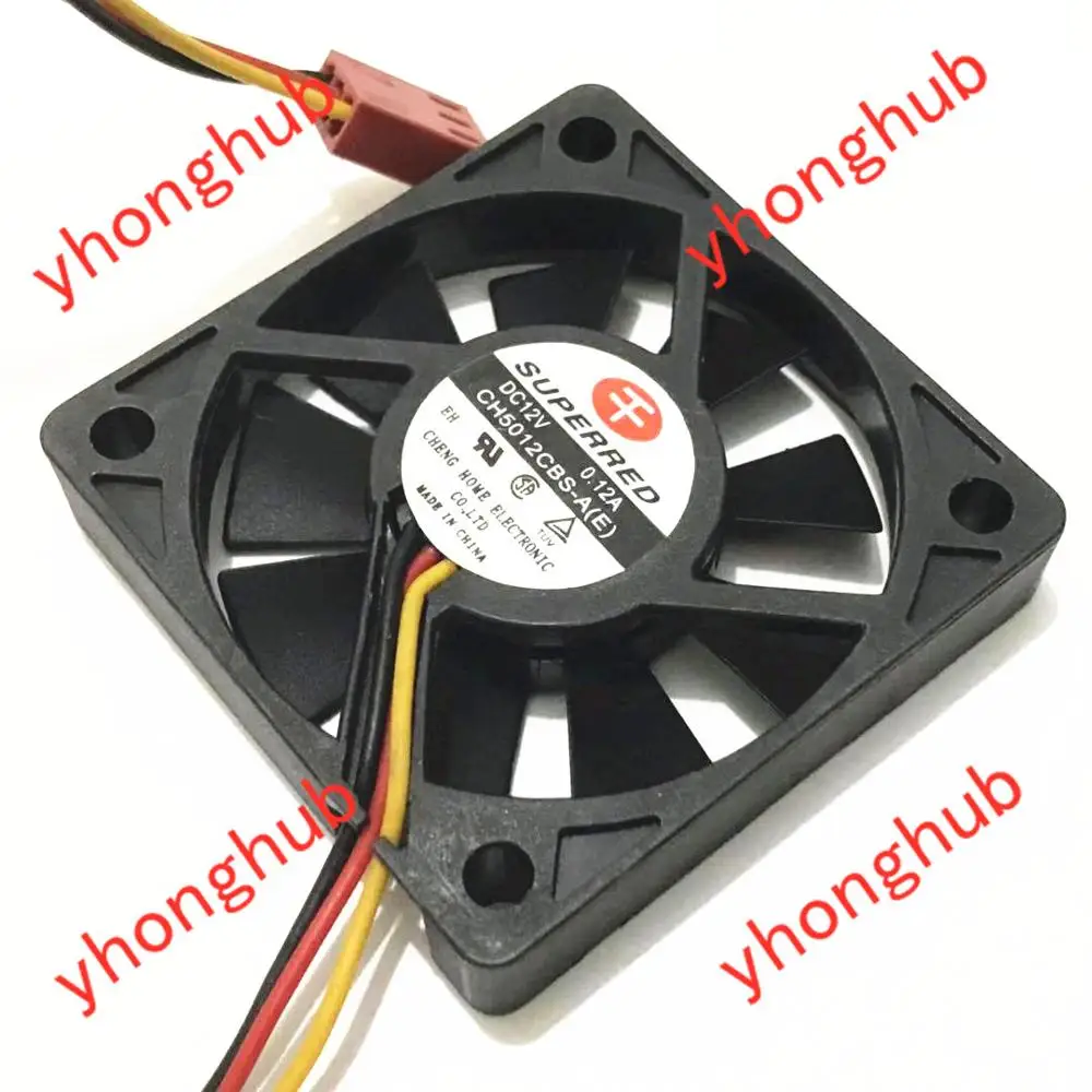 

SUPERRED CH5012CBS-A DC 12V 0.12A 3-Wire 50x50x10mm Server Cooling Fan