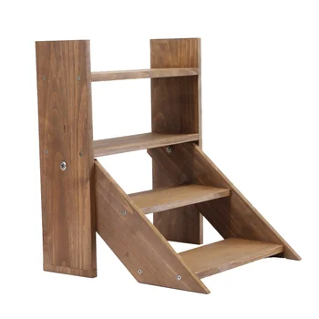 

Wooden Two-layers Multifunctional Storage Rack Flowers Plants Potting Rack Organizer for Garden Home Desktop Decoration (Coffee)