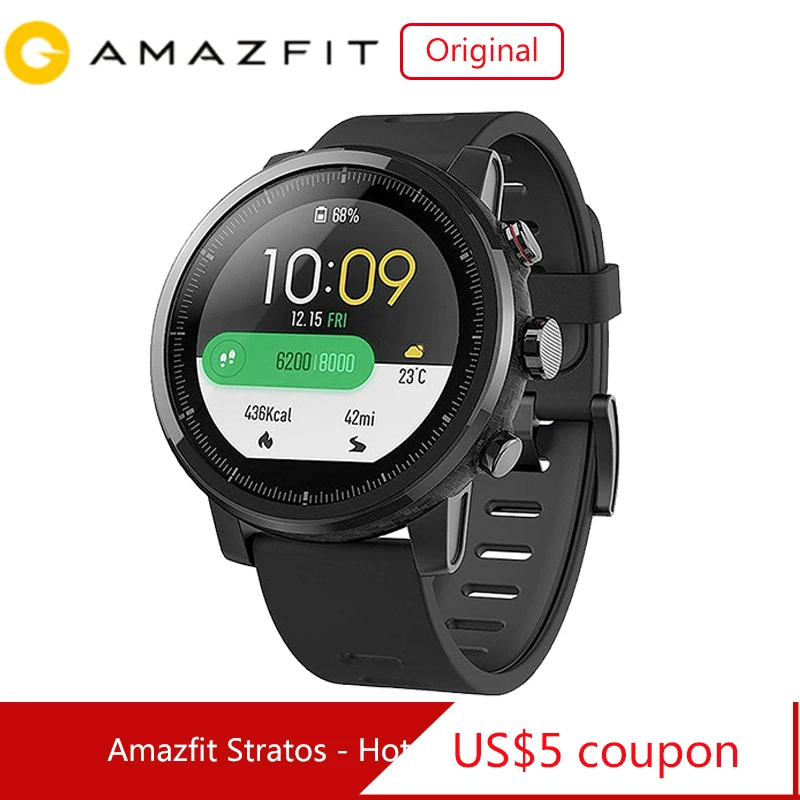Оригинальная глобальная версия Amazfit Stratos 2 Смарт часы спортивные GPS 5ATM воды 2.5D