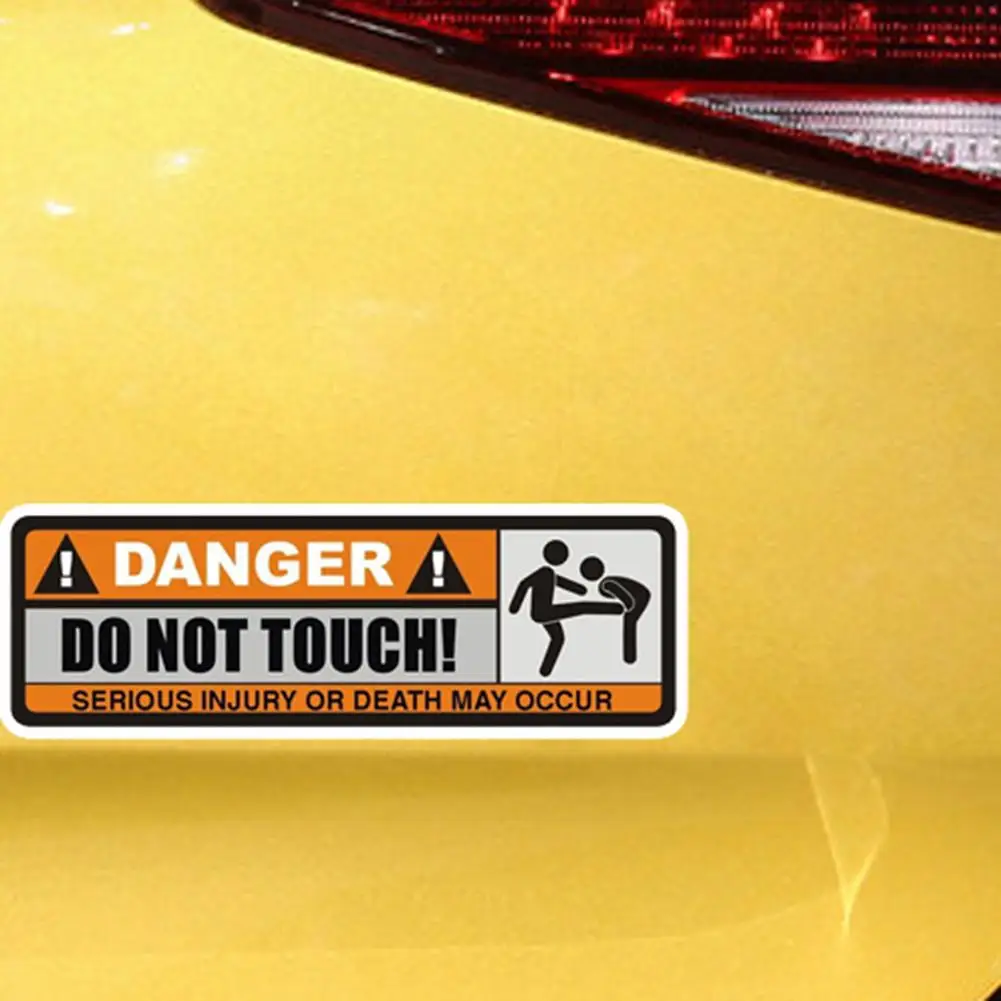 Car Sticker Funny Badge Emblem Decal Danger Do Not Touch Sign Funny Warning MOTORS Parts