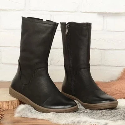2019 New Fashion Knees High Flat Boots Women PU Leather Suede Matte Slip On Zapatos De Mujer Solid Riding Winter Shoes | Обувь