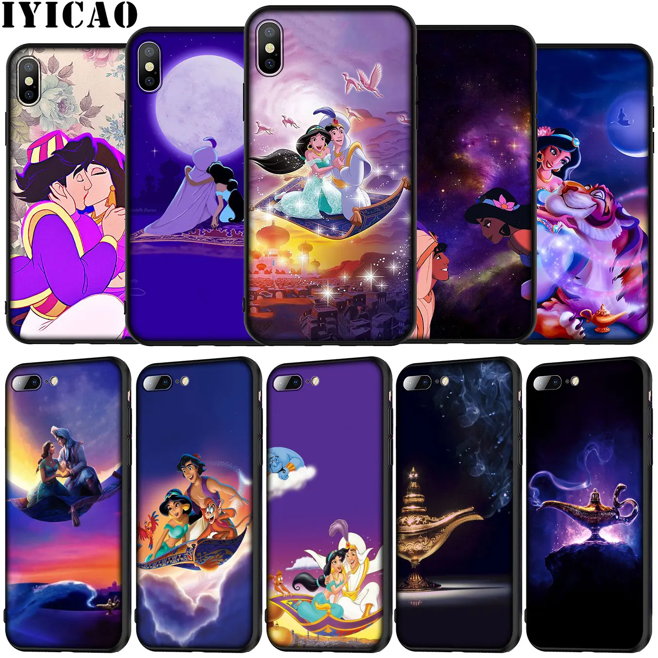 IYICAO Aladdin 2019 Anime Soft Silicone Phone Case for iPhone 12 Mini XR X XS 11 Pro Max 5 5S SE 6 6S 7 8 Plus Black TPU Cover | Мобильные