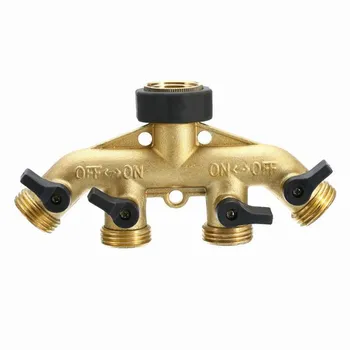 

1PCS Garden Irrigation 3/4" 4-Way Brass Plastic Garden Tap Hose Splitter Y-Type Watering Connector Distributor Hose Connector