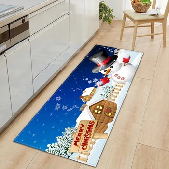 

Kitchen Mat Bedroom Entrance Carpet Home Doormat Merry Christmas Pattern Hallway Balcony Bedside Rugs Bathroom Anti-slip Carpets