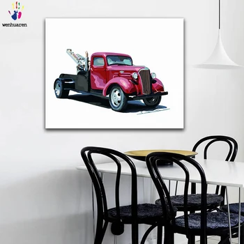 

DIY colorings pictures by numbers with colors Red pickup truck car picture drawing painting by numbers framed Home