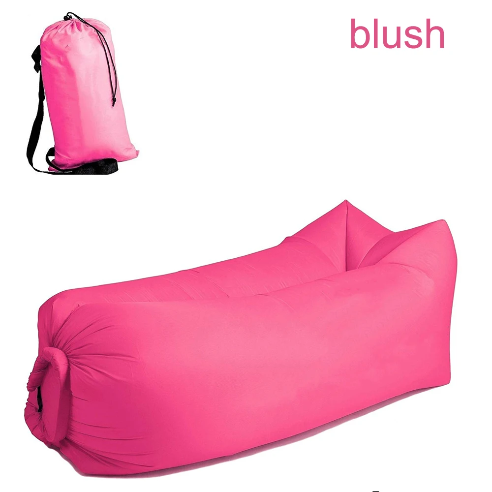 Camping Ultralight Fast Inflatable Sofa Lazy Bag Sleeping Bag 240*70cm outdoor Portable Air Banana Sofa Beach Bed Air Bed - Цвет: Бургундия