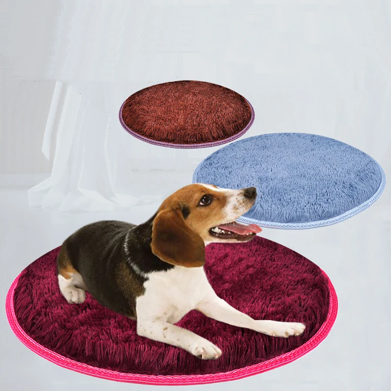1pc 60cm/80cm Non-slip Winter Warm Round Short Plush Soft Dog Puppy Cat Cushion Sleeping Kennel Mat Cat Bed Pet Supply