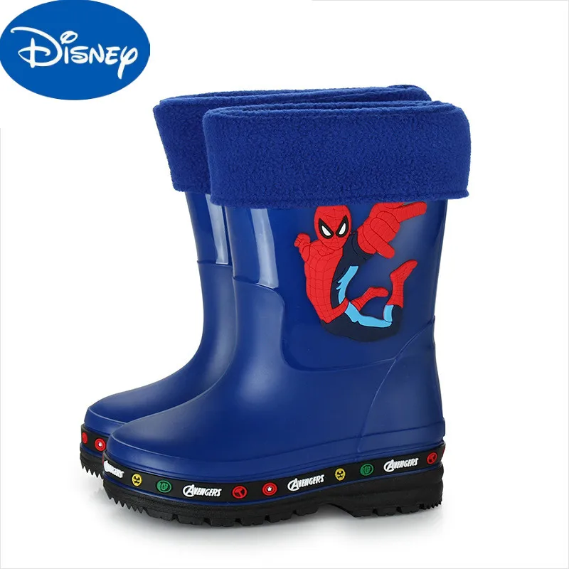 Shoes Rain-Boots Marvel Spiderman Snow-Rubber Girls Boys Winter Childrens Disney Warm