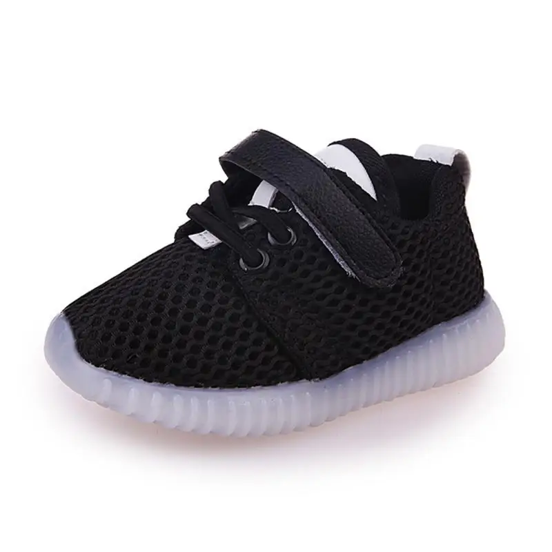 Baby Shoes Led Lights Soft Breathable Toddler Children Rubber Shoes Sneaker Net Bottom Sports Flash Shoes Summer New Arrival Hot