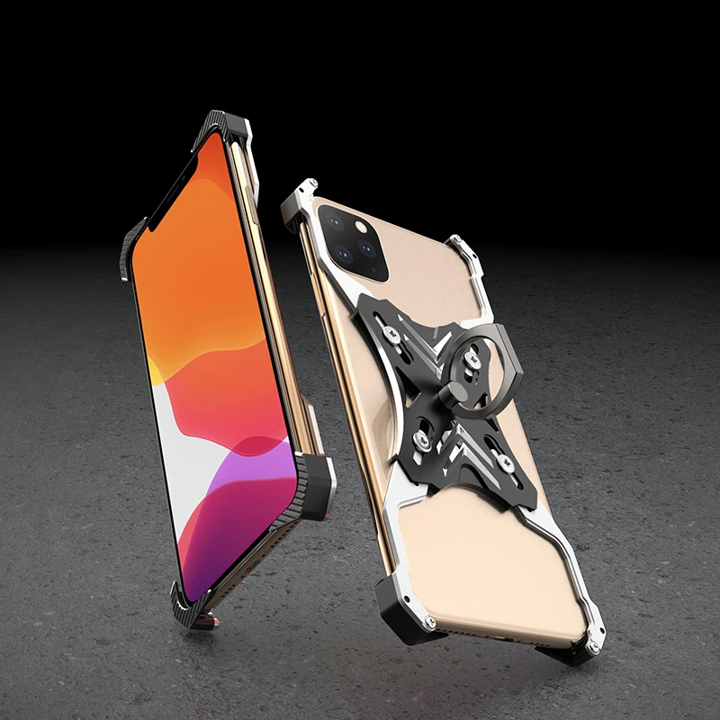 Алюминиевый металлический бампер чехол для iPhone 11 Pro XS MAX X XR жесткое крепление в виде кольца на палец подставка чехол для iPhone 11 Pro Max бампер
