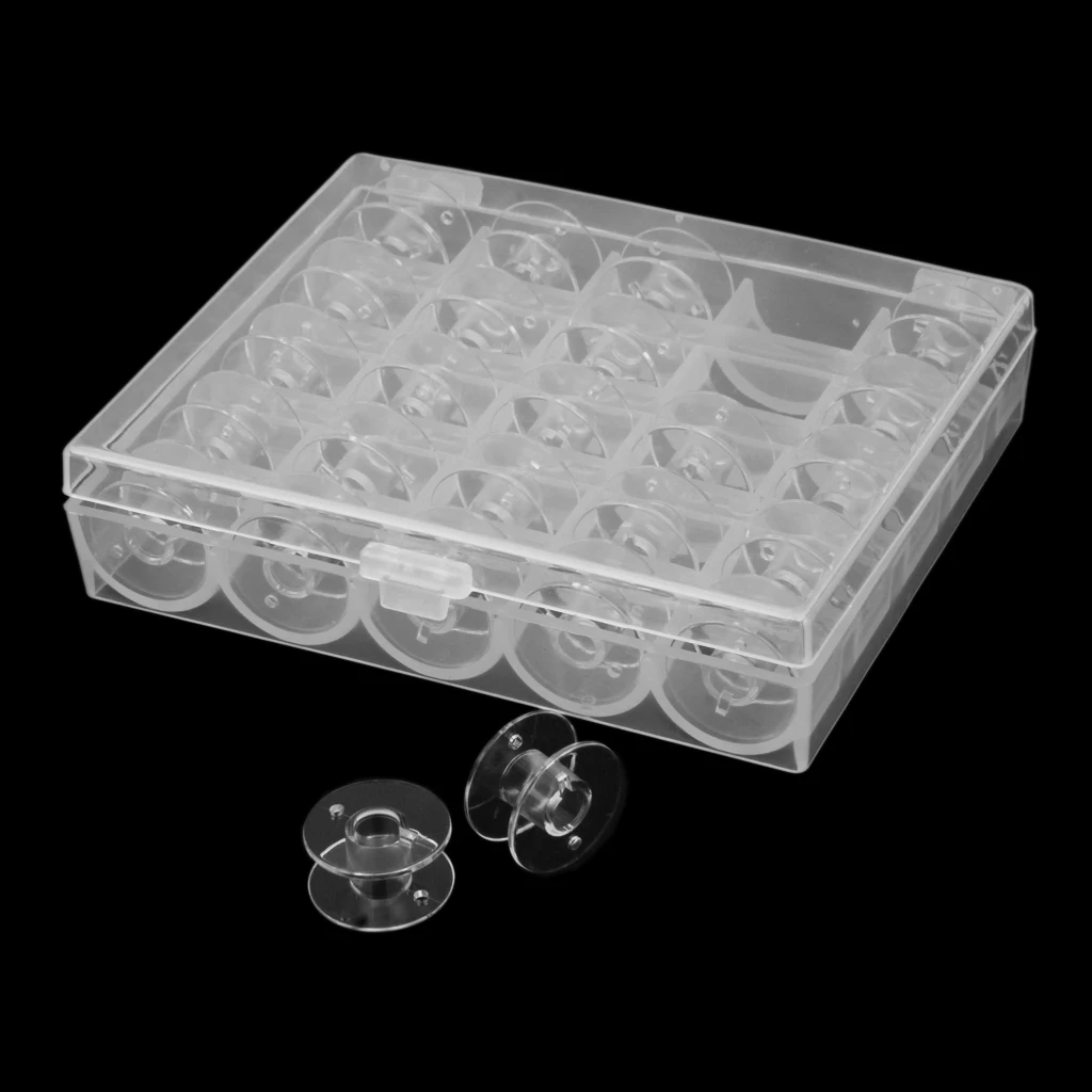 25 Solts Bobbins Spools Box With 25pcs Sewing Machine Thread Empty Bobbins For Janome Storage Case Spools
