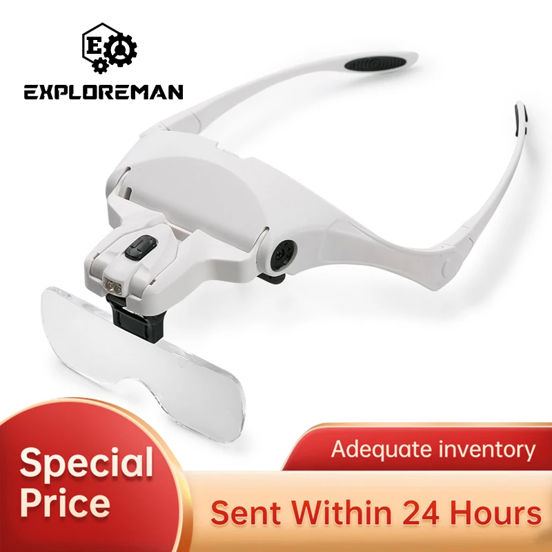 Glasses for Close Work LED for Head Magnifier Hands Headband with Light  1.0X 1.5X 2.0X 2.5X 3.5X Adjusta - AliExpress