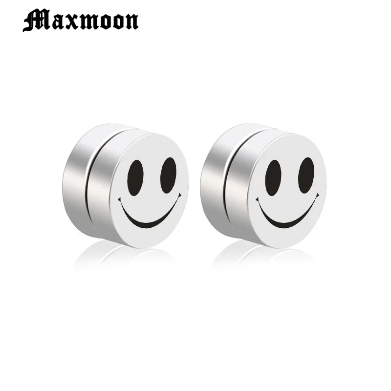 Магнитные серьги Maxmoon двусторонние круглые мужские поддельные без пирсинга