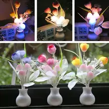 

Romantic LED Tulip Flower Night Lights Luminous Lamp EU Plug Sensor Home Bedroom Pathway Decoration Novelty Light Flower
