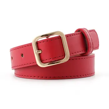 

2020 New Designer White Red Black Brown Pink Thin Narrow Skinny Leather Belt Female Gold Pin Buckle Strap Belts for Women Jeans