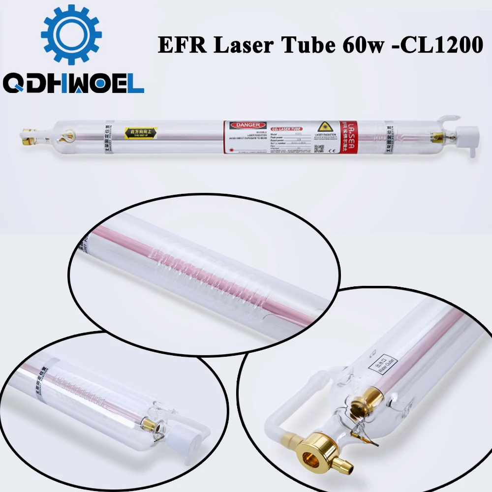 EFR 1200CL 60 Вт Co2 лазерная стеклянная трубка для Лазерная гравировальная и режущая