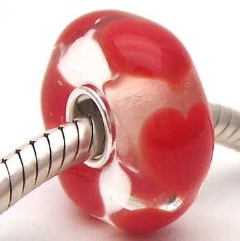 

PJG1376 100% S925 Sterling Silver Beads Murano Glass beads Fit European Charms Bracelet charms diy jewelry Lampwork GlassBeads