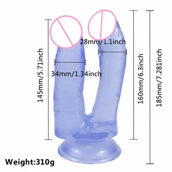 Women Soft Silicone Suction Cup Double Penetration Dildo Penis Erotic Sex Toy For Lesbian Femeal Hand Free 4 Colors 4