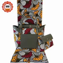 SISI нигерийский воск сумочка набор Африканский Анкара печать воск 6 ярдов хлопок высокого качества модный дизайн для вечерние