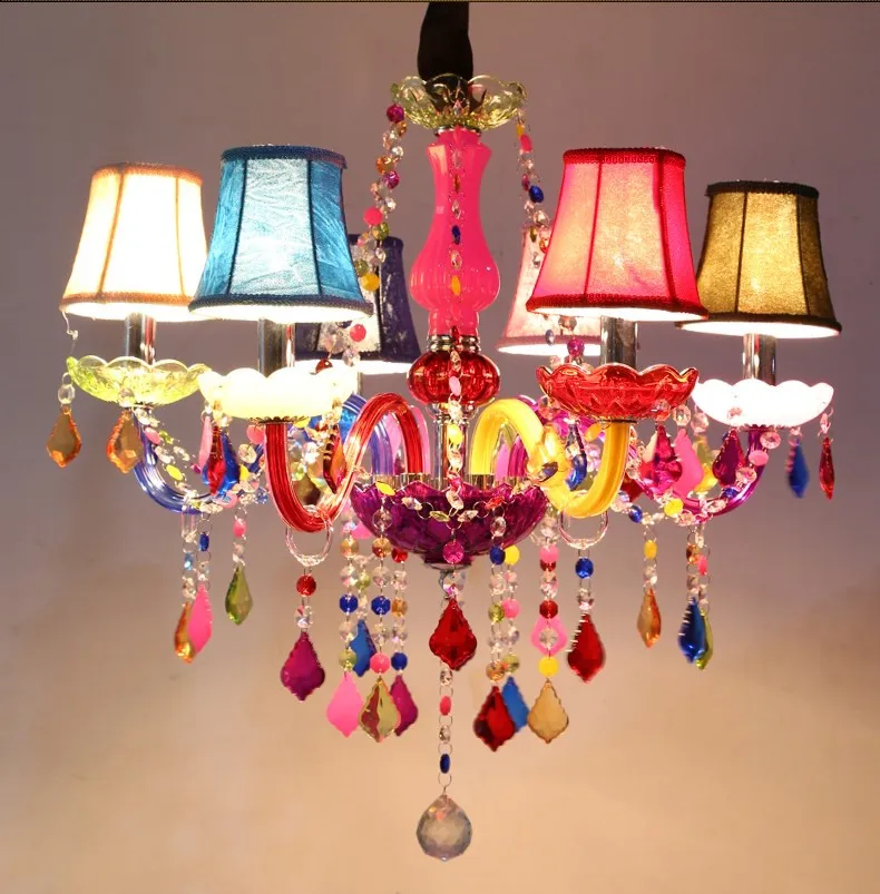 Современная светодиодная Люстра для столовой, для девочек, для спальни, для кухни, светильник, lustre de cristal teto, многоцветная стеклянная люстра