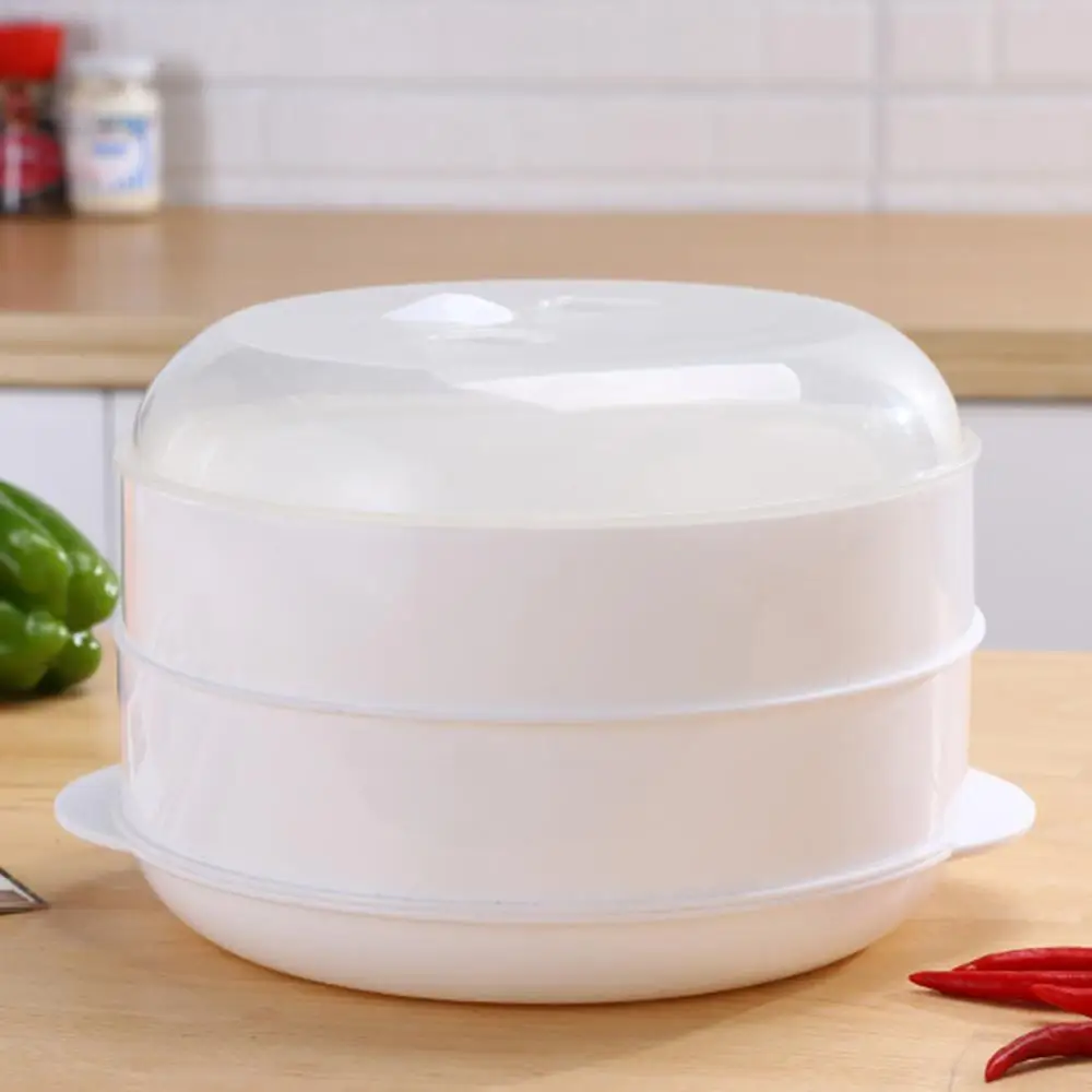 40%HOTRound Single/Double Tier Microwave Food Steamer Kitchen Veggies Fish Cookware