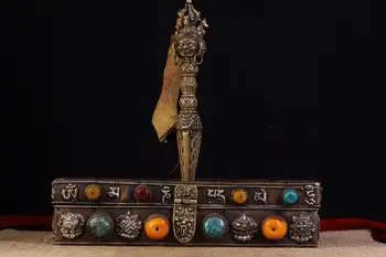 Cheap Tibetan Monastery Bronzes Beat And Chisel Old Carvings. The Carving Box Is Pure And Inlaid With Bodhi Roots Faqi Phurba Vajra