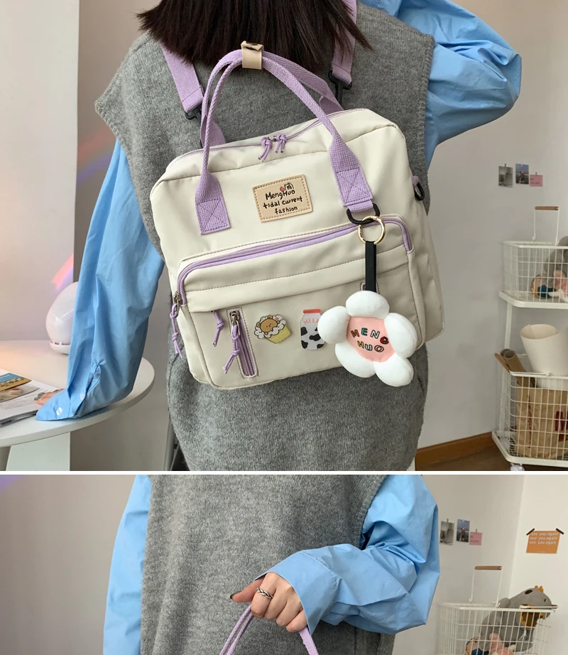 Fashionable Girl multi-function Waterproof Nylon Backpack Korean Style Students Small Schoolbag Japanese Women Casual Travel bag classy sling bags