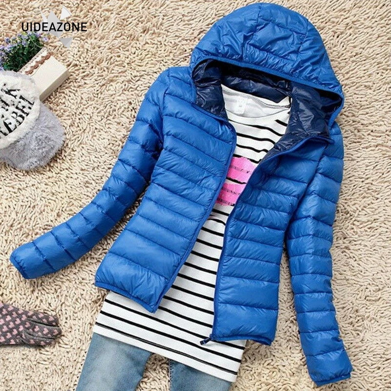 Легкая пуховая куртка, парки, базовые зимние куртки, осенне-зимнее приталенное короткое теплое пуховое пальто с капюшоном, женская верхняя одежда - Цвет: XNC106BL