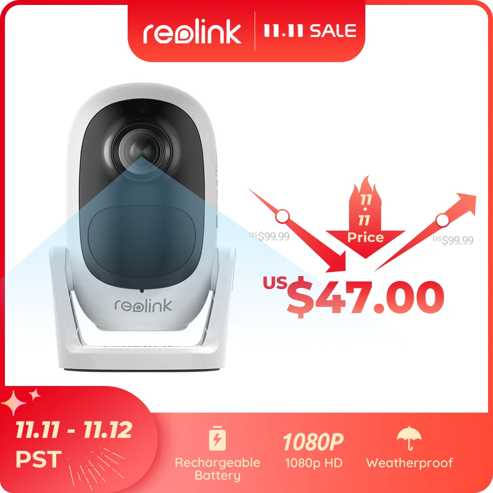 Уличная Wi-Fi камера Reolink Argus 2E питание от солнечной батареи 1080p Full HD Пассивный ИК