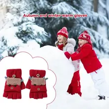 Мультяшные перчатки, Детские кашемировые утолщенные лыжные перчатки, тянущиеся перчатки для рук, плотное вязание и тщательное плетение, универсальные