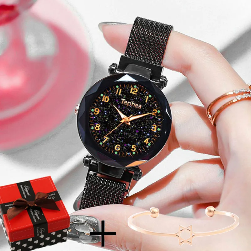 

Women Bracelet Watch Set 2020 Relogio Feminino Luxury Starry Sky Magnetic Wrist Watch Rhinestone Wristwatch zegarek damski XFCS