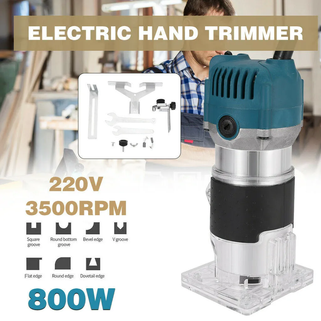 

Electric Hand Trimmer Router Wood Carving Machine With Carrying Case Woodworking Wood Milling Slotting Machine Power Tools