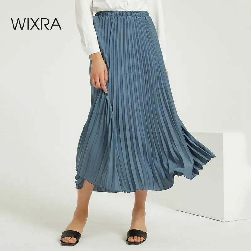 Однотонные плиссированные юбки Wixra элегантные винтажные с высокой эластичной