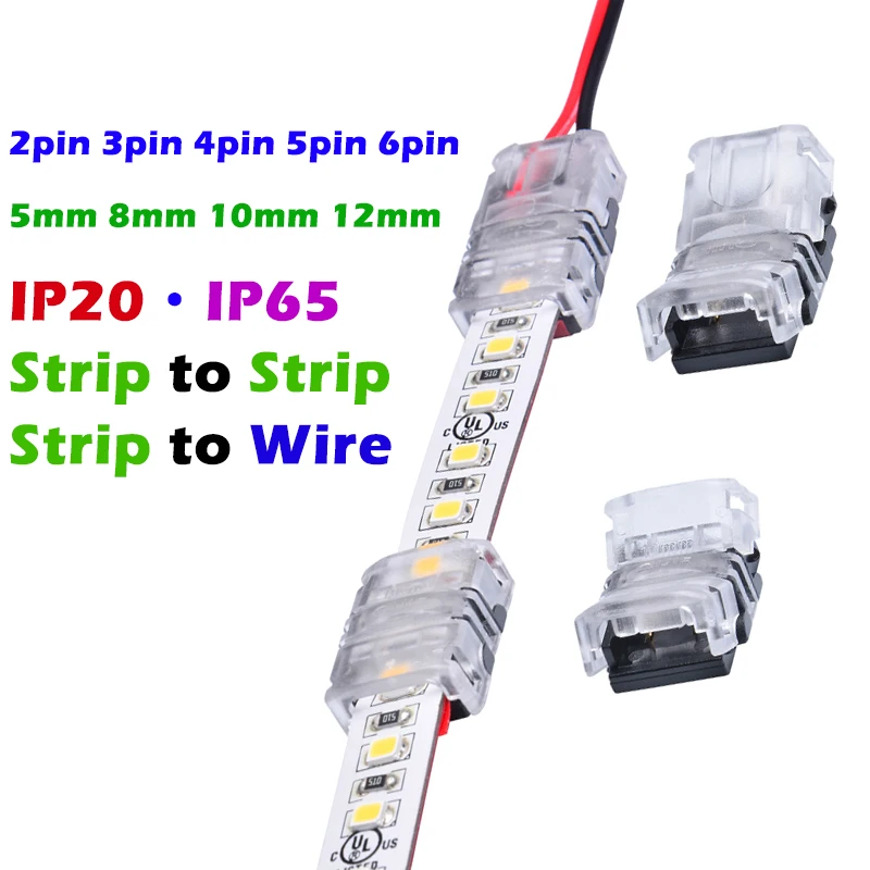 LED Strip Connector 2,3,4,5,6 Pin 5,8,10,12mm for RGB, CCT,WS1812B, RGBW and RGBWW Light Waterproof and Non Waterproof, CE RoHS