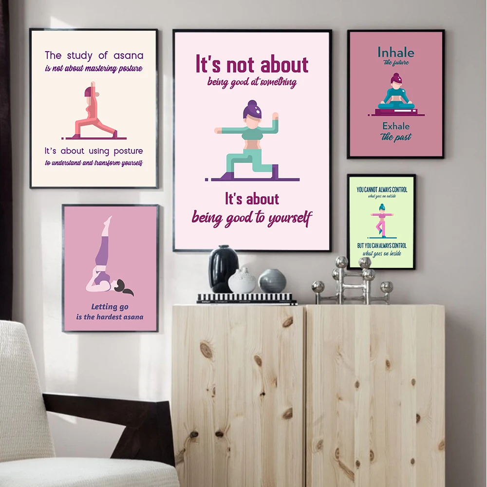 

Cartoon Abstract Yoga Girl Inhale Posters and Prints Nordic Wall Art Picture Canvas Painting For Living Room Home Decor Unframed