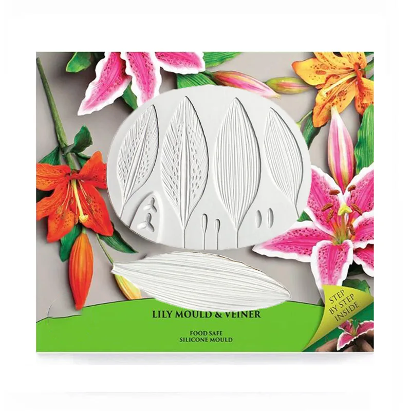 

2pc Flower Pro Lily Mould & Veiner fondant Silicone mold cake decorating tools chocolate gumpaste mold