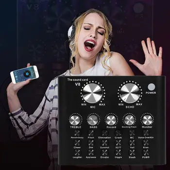 

Audio USB Headset Microphone Sound Card Electric Sound Broadcast Webcast Device for Phone Computer PC