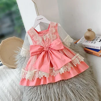 

Kids Dresses for Girls Summer Lace Big Bow Princess Birthday Party Dress Children Clothing Vestidos 2-6 Years Baby Girl Clothes