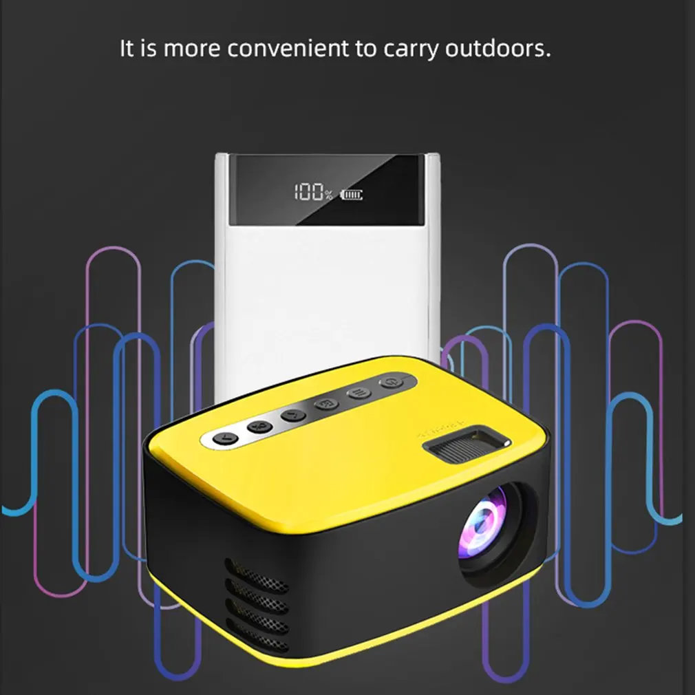 T20 Mini Portable 1080P USB HD LED Home Media Video Player Cinema Projector 320x240 Pixels Supports Easy To Carry